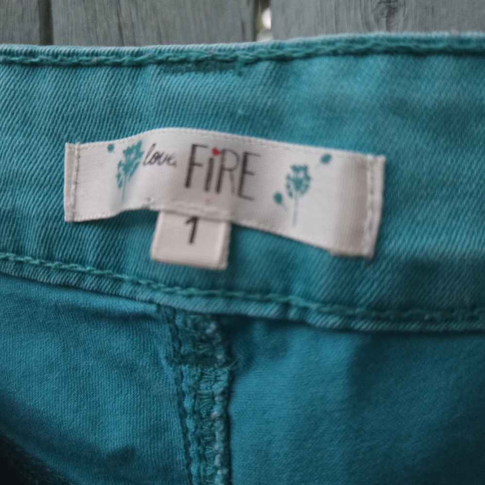 Love, Fire Turquoise Denim Pants - Picture 2 of 3